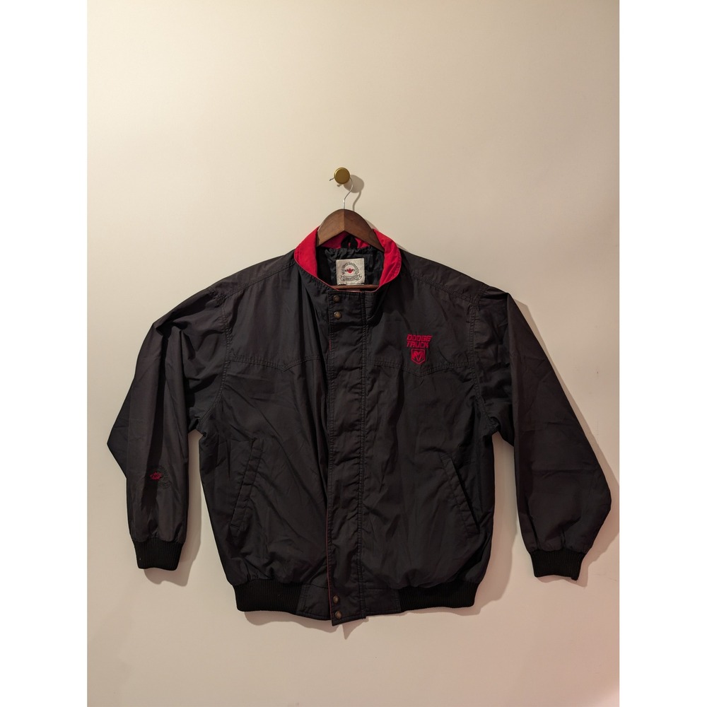 Midwest Garment Co Dodge Truck Jacket Mens XL Black Red Excellent Vintage Bomber